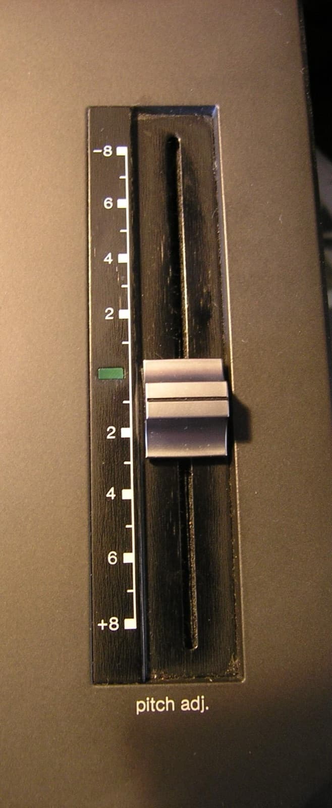 The ±8% pitch fader on a Technics SL-1210MK2.